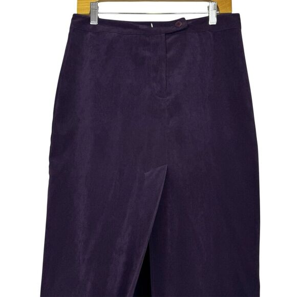 Vintage Express Faux Suede Midi Skirt Size 11/12 Center Front Slit Boho Western - Picture 2 of 8